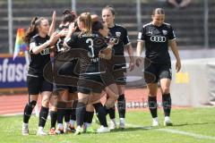 2. Bundesliga Frauen - Saison 2023/24 - FC Ingolstadt 04 Frauen - Turbine Potsdam - Der 1:0 Führungstreffer durch Samantha Stiglmaier (Nr.27 - FCI) - jubel - tor  - Foto: Meyer Jürgen