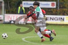 Kreisklasse - Saison 2025/26- Türk SV Ingolstadt - SV Lippertshofen - Ousseynou Tamba rot Türkisch  - Linus Pfaller weiss Lippertshofen - Foto: Meyer Jürgen