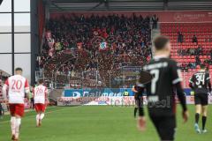 2.BL; SSV Jahn Regensburg - FC Ingolstadt 04; Fan Fankurve Banner Fahnen Spruchband Schanzer