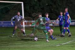 Landesliga - Saison 2024/25 - SV Manching - TV Erkheim - Fabian Neumayer (Nr.9 - SV Manching) mit einer Torchance -  - Florian Egle Torwart Erkheim - Foto: Meyer Jürgen