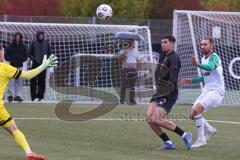 *** Bayernliga Nord - Saison 2025/26 - *** FC Ingolstadt 04 II - SC Eltersdorf - Der 1:0 Führungstreffer durch Ognjen Draculic (Nr.9 - FC Ingolstadt II) - jubel -  - Andre Karmann weiss Eltersdorf  - Axel Hofmann Torwart Eltersdorf - Foto: Meyer Jürgen