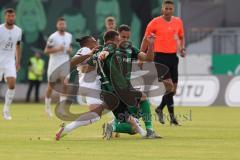 3.Liga - Saison 2023/2024 - Preußen Münster - FC Ingolstadt 04 - Leon Guwara (Nr.6 - FCI) - Rico Preisinger (Nr.21 - Preussen Münster) -  - Foto: Meyer Jürgen