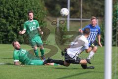 Kreisklasse - Saison 2024/25- SV Lippertshofen - SV Stammham  - Josef Buchner grün Lippertshofen - Jonas Korn blau Stammham - Micha Balzer Torwart Lippertshofen - Kai Lautenschläger grün links - Foto: Meyer Jürgen