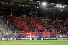 3. Liga; FC Ingolstadt 04 - Energie Cottbus; vor dem Spiel Fan Fankurve Banner Fahnen Spruchband