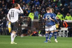 3. Liga; Arminia Bielefeld - FC Ingolstadt 04; Spiel ist aus, Niederlage, hängende Köpfe #f11, Schneider Leon (23 AB) Corboz Mael (6 AB) jubeln