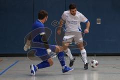 Hallenturnier MTV Ingolstadt - Saison 2025/26 - Reichertshofen - TSV Lichtenau - Maximilian Oswald TW Lichtenau - Efe Bulut weiss Reichertshofen - Foto: Meyer Jürgen