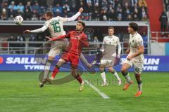 3. Liga; FC Ingolstadt 04 - TSV 1860 München; Zweikampf Kampf um den Ball Yann Sturm (7, FCI) Reinthaler Max (16 TSV) Dulic Sean (25 TSV) Voet Siemen (3 TSV)