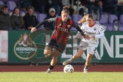 2. Bundesliga Frauen - Saison 2025/26 - FC Ingolstadt 04 Frauen - Eintracht Frankfurt II - Emma Kusch (Nr.9 - FC Ingolstadt Frauen I) - Schäfer Helene weiss Frankfurt - Foto: Meyer Jürgen