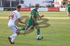 Landesliga - Saison 2024/25 - SV Manching - SV Cosmos Aystetten - Rainer Meisinger (Nr.8 - SV Manching)Fabian Krug weiss Aystetten - Balazs Gazdag weiss #14 Aystetten - Foto: Meyer Jürgen