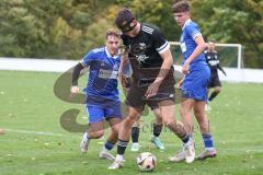 Bezirksliga - Saison 2025/26 - TSV Ober./Unterhaunstadt -  TSV Gaimersheim - Philipp Stipic (Nr.6 - TSV Gaimersheim) - Quendrim Hoti (Nr.4 - TSV Gaimersheim) mitte  - Nail Dizdarevic blau Ober/Unterh.stadt - Foto: Meyer Jürgen