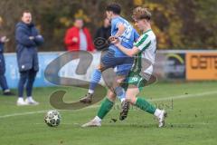 Landesliga - Saison 2025/26 - SV Manching - VFB Durach - Luca Bienek (Nr.16 - SV Manching) -Thiel Marcel blau Durach  - Foto: Meyer Jürgen