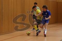 Hallenturnier Gaimersheim - Saison 2025/26 - DJK Ingolstadt - FC Hitzhofen - Michael Kraft gelb Hitzhofen - Fabio Schwarzl blau DJK - Foto: Meyer Jürgen