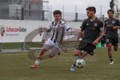 Bayernliga Nord - Saison 2026/27 - FC Ingolstadt 04 II - SV Fortuna Regensburg - Timo Hengmith weiss FCI - Andrea Nocerino dunkel Regensburg -  Foto: Meyer Jürgen