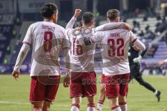 3. Liga; Erzgebirge Aue - FC Ingolstadt 04; Tor Jubel Treffer Ausgleich 2:2 in letzter Minute Jonas Scholz (15, FCI) Fredrik Carlsen (8, FCI) Simon Lorenz (32, FCI)