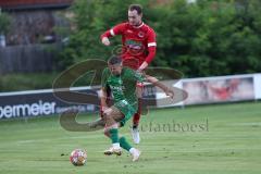 Landesliga - Saison 2024/25 - SV Manching - FSV Pfaffenhofen - Sebastian Graßl (Nr.10 - SV Manching) - Völke Maximilian rot Pfaffenhofen - Foto: Meyer Jürgen