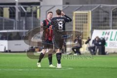 3. Liga; TSV 1860 München - FC Ingolstadt 04; Tor Jubel Treffer 1:1 Sebastian Grönning (11, FCI) köpft ins Tor Ausgleich, Benjamin Kanuric (8, FCI)