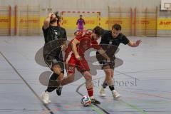 Lotto Bayern Hallencup - Finale - Lindenkreuzhalle Saison 2024/25 - FC Türk Sport Garching - Türk SV Ingolstadt - Dardan Berisha schwarz Türk Sport Garching - Abdulhamit Zorlu schwarz Türk Sport Garching - Anil Kayrancioglu rot Türk Ing. -  - Foto: Meyer 