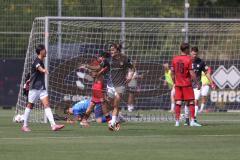 * Testspiel - Saison 2025/26 - FC Ingolstadt 04 - FSV Zwickau - Der 0:1 Führungstreffer durch Veron Dobruna (Nr.7 - FSV Zwickau) - Torwart Kai Eisele (Nr.25 - FC Ingolstadt 04) - Bjarne Thoelke (Nr.42 - FC Ingolstadt 04) - -jubel - Foto: Meyer Jürgen