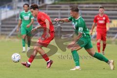 Bayernliga Nord - Saison 2023/2024 - FC Ingolstadt 04 - VFB Eichstätt - Valentin Hoti (Nr.6 - FCI U21) - Halbmeyer Jonas grün Eichtätt - Foto: Meyer Jürgen