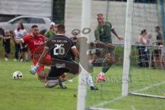 Toto - Pokal - Saison 2024/25 - TSV Lohr - FC Ingolstadt 04 - Maximilian Dittgen (Nr.10 - FCI) - Osman Özer (Nr.12 - TSV Lohr) - Torwart Andreas Jetzlaff (Nr.26 - TSV Lohr) - Foto: Meyer Jürgen