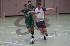 Hallenturnier Ingolstadt Nord - Saison 2024/25 - FC Geisenfeld - TSV Etting - Stean Hoffmann grün Geisenfeld - Felix Festner weiss Etting - Foto: Meyer Jürgen