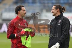 3. Liga - Saison 2025/26 - Waldhof Mannheim  -  FC Ingolstadt 04 - Torwart Kai Eisele (Nr.25 - FC Ingolstadt 04) -  Torwarttrainer Arvid Schenk (FC Ingolstadt 04)- Foto: Meyer Jürgen