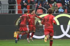 3. Liga; FC Ingolstadt 04 - TSV 1860 München; Tor Jubel Treffer 1:0 Dennis Kaygin (10, FCI) Ognjen Drakulic (30, FCI) Yann Sturm (7, FCI)