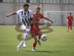 Bayernliga Nord - Saison 2026/27 - FC Ingolstadt 04 II - Jahn Regensburg II - Noel Lakatos weiss FCI - Henrik Heid rot Regensburg - Foto: Meyer Jürgen