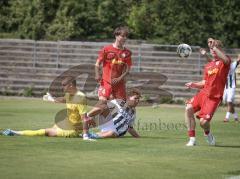 Bayernliga Nord - Saison 2026/27 - FC Ingolstadt 04 II - Jahn Regensburg II -  Der 2:0 Führungstreffer durch - Manuel Distl (Nr.9 - FCI II) - jubel - Raphael Steudtner rot Regensburg rechts - XXXXX - Foto: Meyer Jürgen