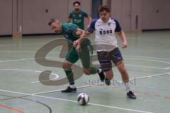 Hallenturnier Ingolstadt Nord - Saison 2024/25 - FC Geisenfeld - TSV Etting - Stean Hoffmann grün Geisenfeld - Felix Festner weiss Etting - Foto: Meyer Jürgen