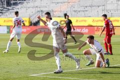 Toto-Pokal Finale; Würzburger Kickers - FC Ingolstadt 04; Kopfball Ryan Malone (16, FCI) Tor Jubel Treffer Siegtreffer 1:2 Simon Lorenz (32, FCI) Kurzweg Peter (16 WK)