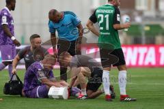 3. Liga - Saison 2026/27 - SC Preussen Münster - FC Ingolstadt 04 - Lars Lokotsch (Nr.13 - FCI) verletzt am Boden - XXXXX - Foto: Meyer Jürgen