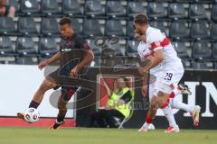 3. Liga - Saison 2025/26 - VFB Stuttgart II - FC Ingolstadt 04  - Marcel Costly (Nr.22 - FC Ingolstadt 04) - Dominik Nothnagel (Nr.29 - VFB Stuttgart II) - Foto: Meyer Jürgen