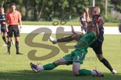 Landesliga - Saison 2024/25 - SV Manching - TSV Schwabmünchen - Rainer Meisinger (Nr.8 - SV Manching) - Uhde Tim #8 schwarz Schwabmünchen
 - Foto: Meyer Jürgen