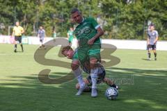 Bezirksliga - Saison 2024/25 - FC Gerolfing - SpVgg Feldmoching - Stefan Hoffmann (Nr.8 - FC Gerolfing) - Dino Tadic grau Feldmoching - Foto: Meyer Jürgen