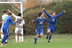 Bezirksliga - Saison 2024/25- TSV Gaimersheim - ASV Dachau - Der 0:1 Führungstreffer durch Leonardo Di Pasquale Dachau mitte - Moritz Linke blau Dachau rechts - jubel -  - XXXXX - Foto: Meyer Jürgen