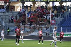 3. Liga; MSV Duisburg - FC Ingolstadt 04; mitgereiste Fans Fankurve Banner Fahnen Spruchband