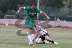 Bezirksliga - Saison 2024/25- FC Fatih - FC Gerolfing -  - Julien Bajer (Nr.14 - FC Gerolfing) - Dardan Berisha (Nr.5 - FC Fatih) - Foto: Meyer Jürgen