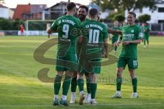 Totopokal- Saison 2023/2024 - SV Manching  - VFB Eichstätt - Der 2:1 Führungstreffer durch Fabian Neumayer (Nr.9 - SV Manching) - jubel - Sebastian Graßl (Nr.10 - SV Manching) - Abou-Khalil Abdel (Nr.20 - SV Manching) - Foto: Meyer Jürgen