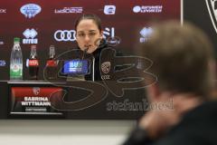 3. Liga - Saison 2024/25 - FC Ingolstadt 04 - SpVgg Unterhaching - Cheftrainerin Sabrina Wittmann (FCI) bei der Pressekonferenz nach dem Spiel - XXXXX - Foto: Meyer Jürgen