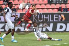 3. Liga; FC Ingolstadt 04 - SV Waldhof Mannheim; Yann Sturm (7, FCI) Schuß Tor Jubel Treffer Sietan Janne (22 SVWM) Ba Sanoussy (25 SVWM)