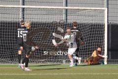 Bayernliga Nord - Saison 2024/25 - FC Ingolstadt 04 II - SC Eltersdorf - Maurice Dehler Torwart FCI -  Der 0:1 Führungstreffer durch Felix Rippert weiss Eltersdorf - jubel - Foto: Meyer Jürgen