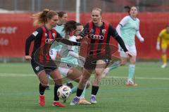 2. Bundesliga Frauen - Saison 2025/26 - FC Ingolstadt 04 Frauen - SG Andernach - Kossmann Lisa grün Andernach  - Leonie Haberäcker (Nr.27 - FC Ingolstadt Frauen I) - Teresa Fritzberg (Nr.26 - FC Ingolstadt Frauen I) rechst - Foto: Meyer Jürgen