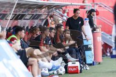 3. Liga; FC Ingolstadt 04 - SV Wehen Wiesbaden; an der Seitenlinie, Spielerbank Cheftrainerin Sabrina Wittmann (FCI) Co-Trainer Fabian Reichler (FCI) Co-Trainer Ilia Gurev (FCI) Torwart-Trainer Arvid Schenk  (FCI)