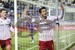 3. Liga; Erzgebirge Aue - FC Ingolstadt 04; Tor Jubel Treffer Fredrik Carlsen (8, FCI) 0:1 Jonas Scholz (15, FCI)