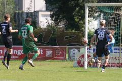 Landesliga - Saison 2024/25 - SV Manching - TSV Schwabmünchen - Torchance für Daniel Spies (Nr.22 - SV Manching) - Zeche Fabio Torwart Schwabmünchen - Foto: Meyer Jürgen