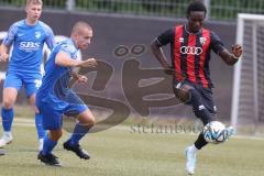 Bayernliga Nord - Saison 2024/25 - FC Ingolstadt 04 II - FC Münchberg - Jason Osei Tutu (Nr.11 - FCI U21) - Köhler Lucas blau Münchberg - Foto: Meyer Jürgen