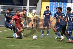 3. Liga - Saison 2025/26 - TSG Hoffenheim II - FC Ingolstadt 04  - Yannick Eduardo (Nr.31 - TSG Hoffenheim II) - Torwart Lukas Blöndal Petersson (Nr.1 - TSG Hoffenheim II) - Marcel Costly (Nr.22 - FCI) - XXXXX - Foto: Meyer Jürgen