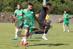 Bayernliga Nord - Saison 2024/25 - FC Ingolstadt 04 II - SV Fortuna Regensburg - Jason Osei Tutu (Nr.11 - FCI U21) - Nocerino Andrea grün Regensburg - Foto: Meyer Jürgen