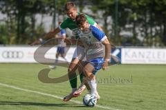 Bezirksliga - Saison 2024/25 - FC Gerolfing - TSV Rohrbach - Maximilian Merkl weiss Rohrbach  - Julien Bajer (Nr.14 - FC Gerolfing) - Foto: Meyer Jürgen